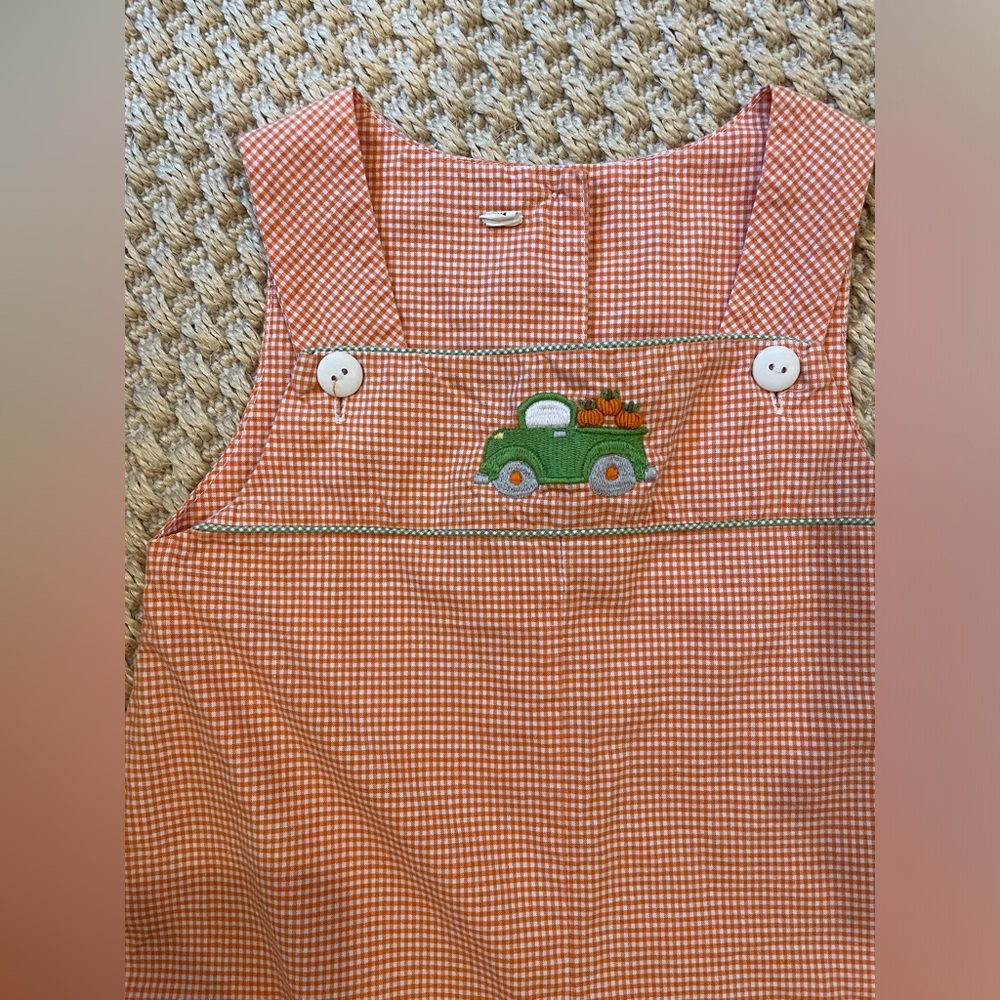 Fall truck pumpkin overalls